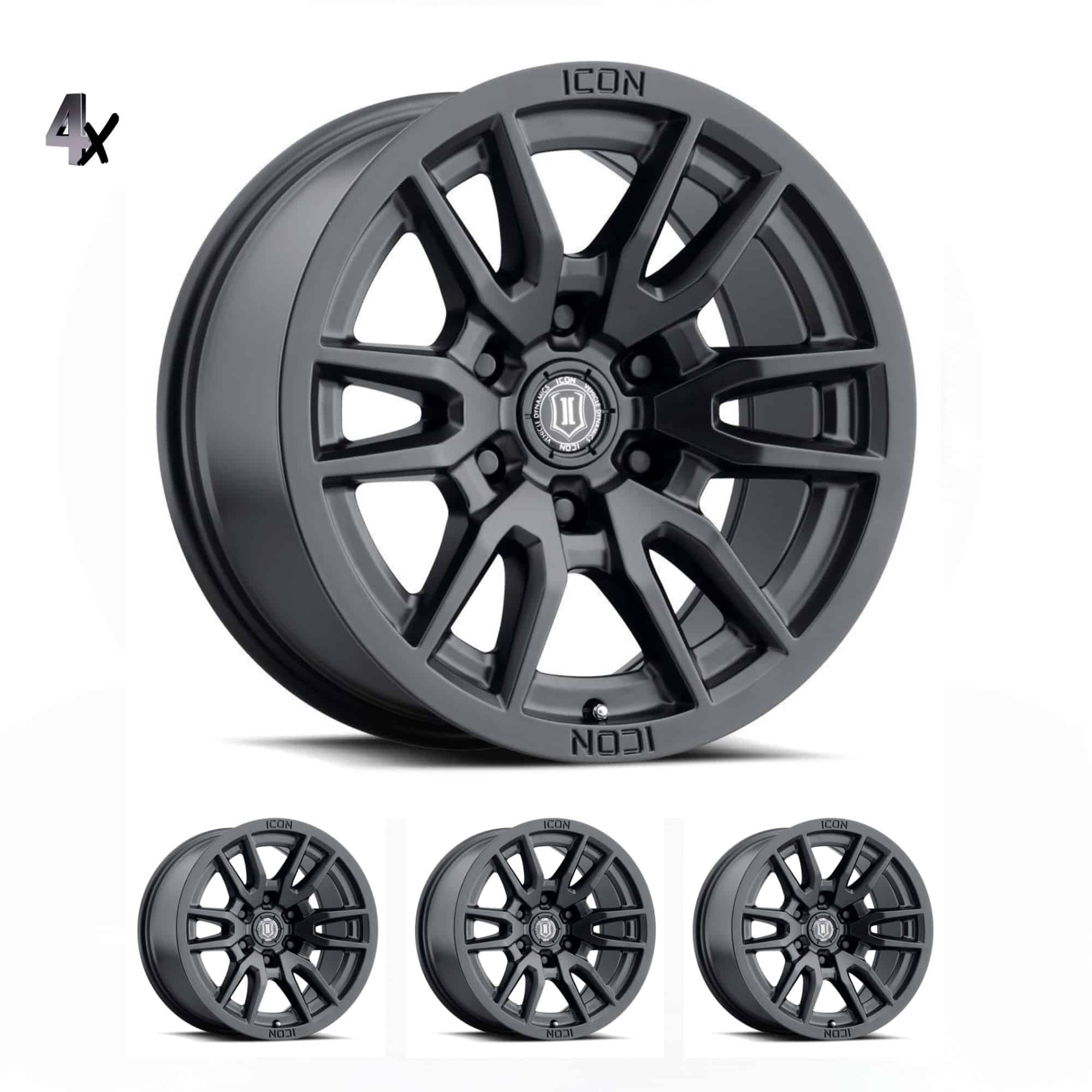 SILVERADO/SUBURBAN/SIERRA 1500 (17×8.5) 4x VECTOR6 SATIN BLACK 6×5.5 (0 OFFSET)